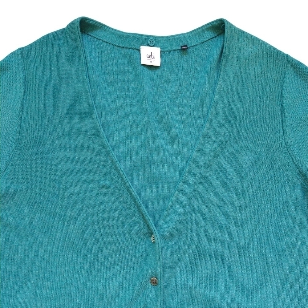 Cabi 3018 Tearoom Teal Button-Up Cardigan Classic Business Casual - Picture 4 of 9